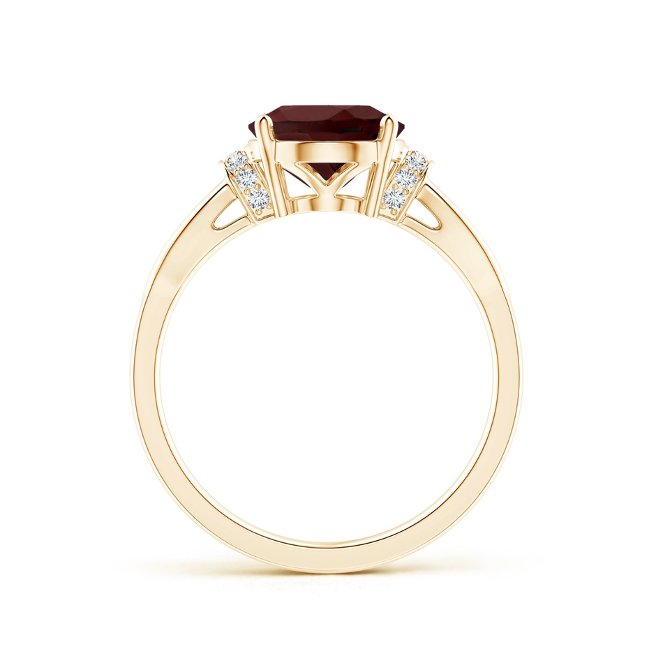 10x8mm AA Solitaire Garnet Split Shank Ring with Diamonds in Yellow Gold side-1