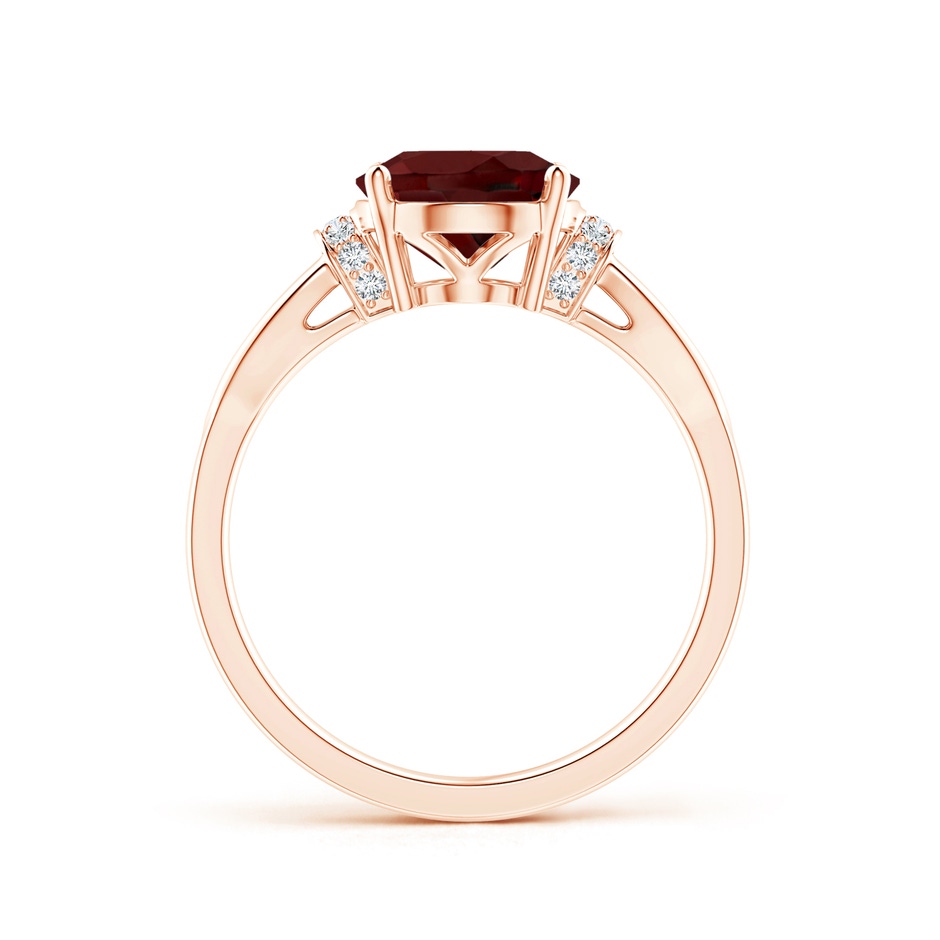 10x8mm AAA Solitaire Garnet Split Shank Ring with Diamonds in Rose Gold side-1