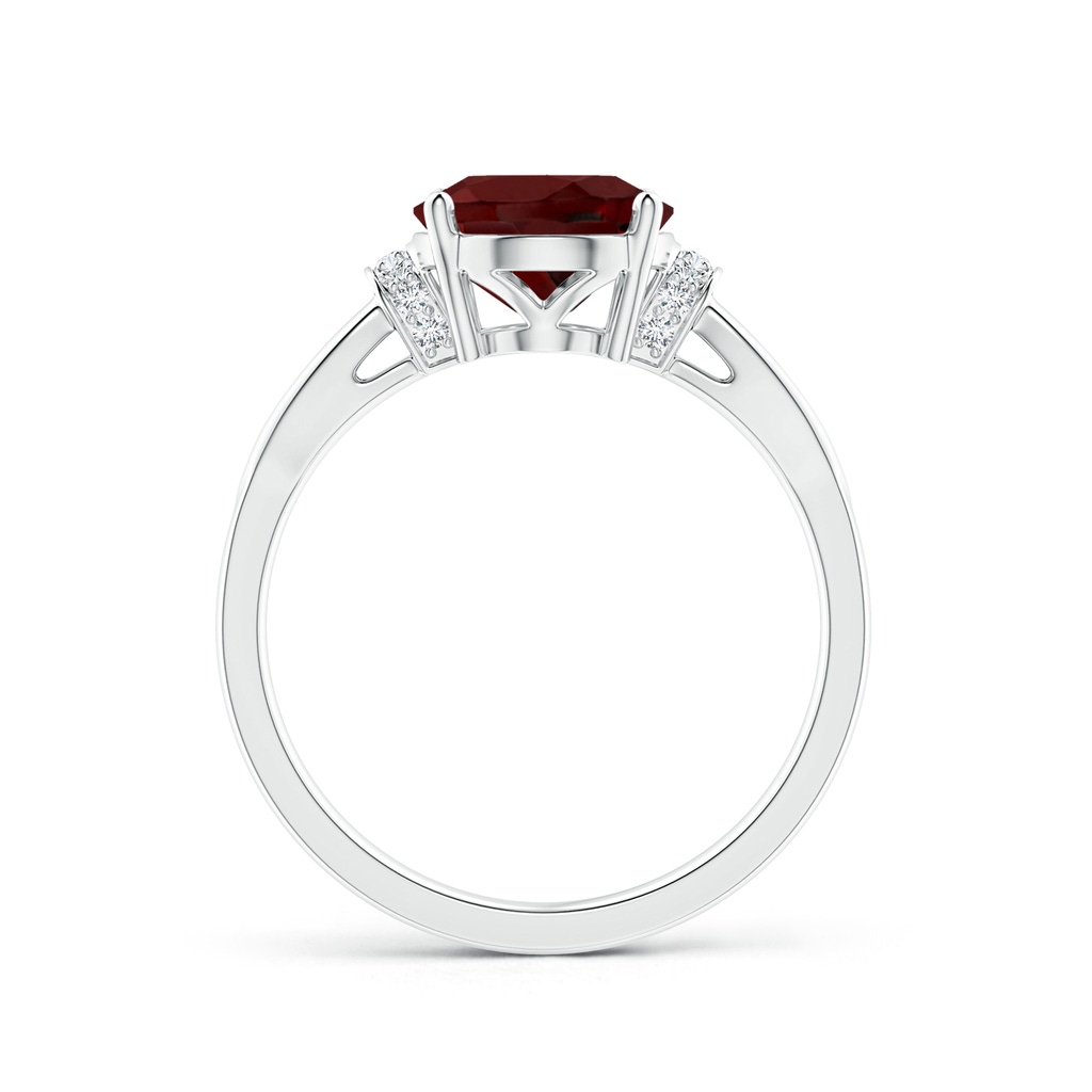 10x8mm AAA Solitaire Garnet Split Shank Ring with Diamonds in White Gold Side-1