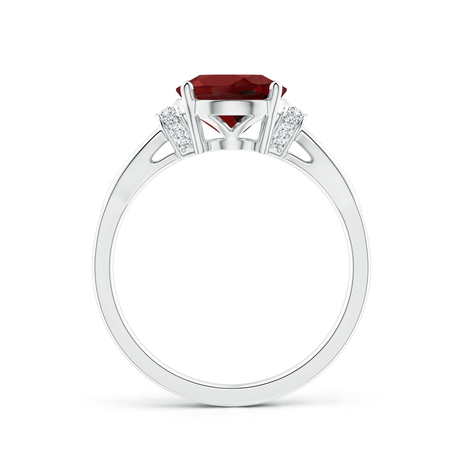10x8mm AAAA Solitaire Garnet Split Shank Ring with Diamonds in P950 Platinum side-1