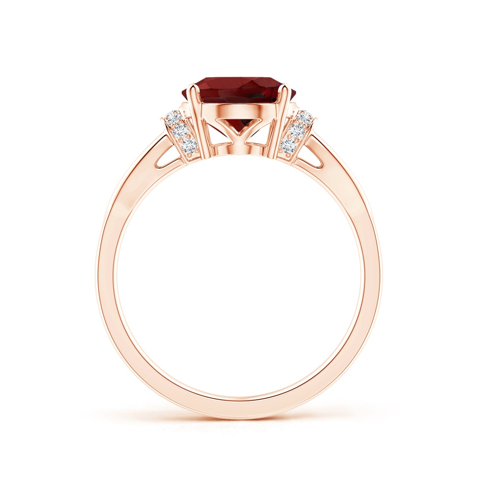 10x8mm AAAA Solitaire Garnet Split Shank Ring with Diamonds in Rose Gold side-1