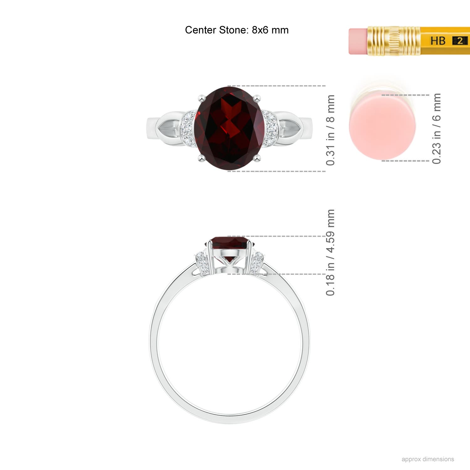 A - Garnet / 1.5 CT / 14 KT White Gold