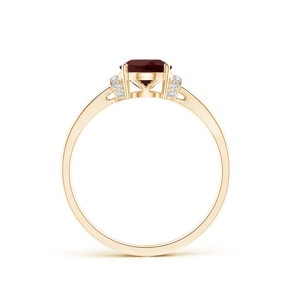 8x6mm AA Solitaire Garnet Split Shank Ring with Diamonds in Yellow Gold side-1