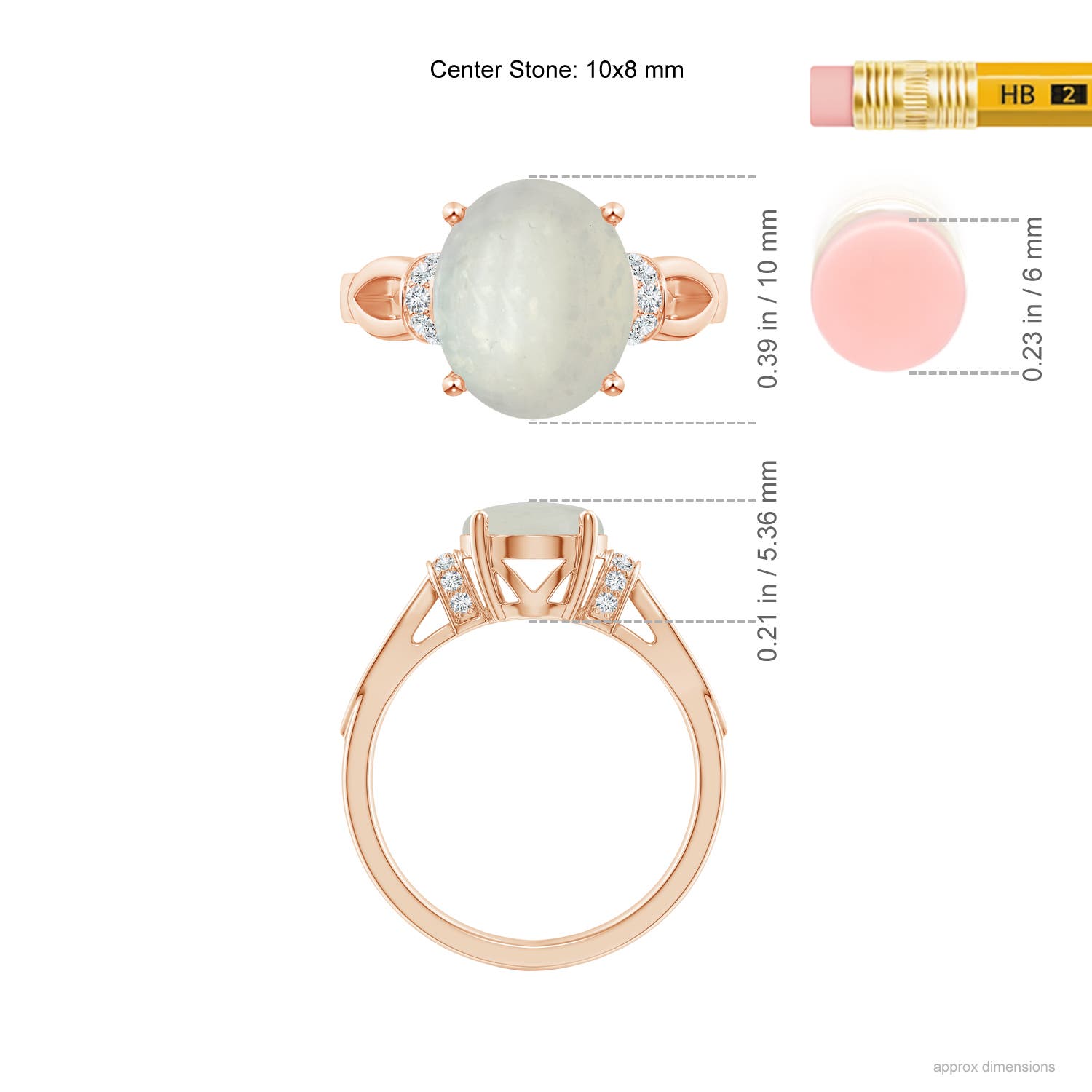 A - Moonstone / 2.58 CT / 14 KT Rose Gold