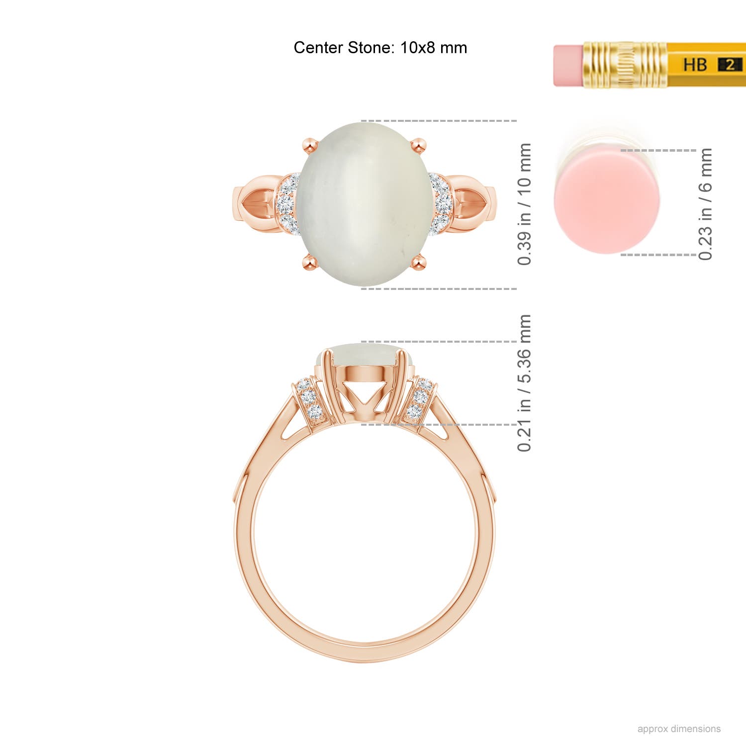 AAA - Moonstone / 2.58 CT / 14 KT Rose Gold