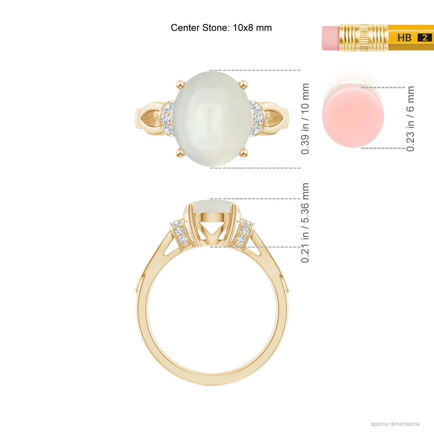 AAAA - Moonstone / 2.58 CT / 14 KT Yellow Gold