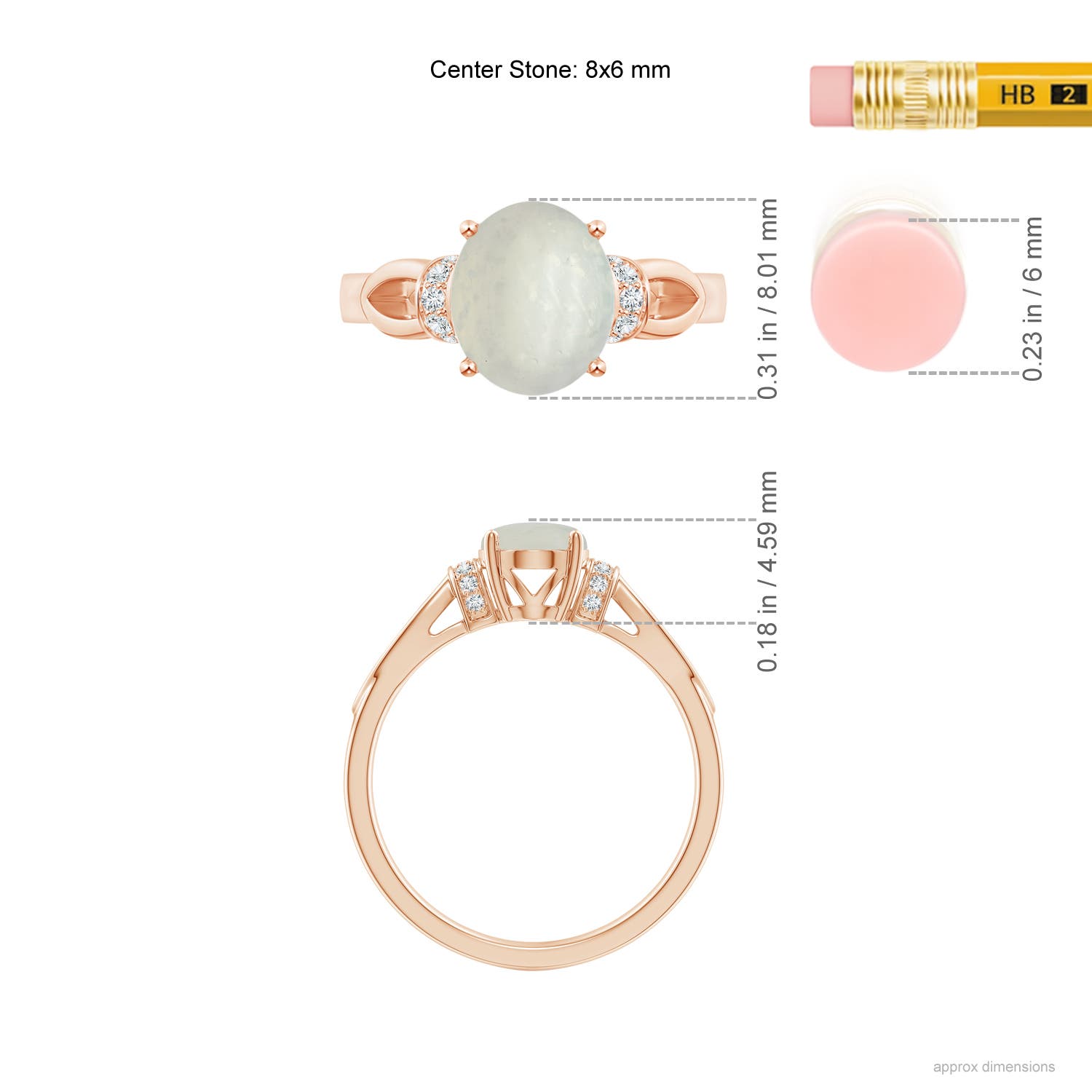 A - Moonstone / 1.14 CT / 14 KT Rose Gold