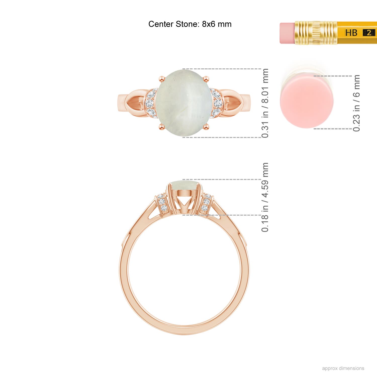 AA - Moonstone / 1.14 CT / 14 KT Rose Gold