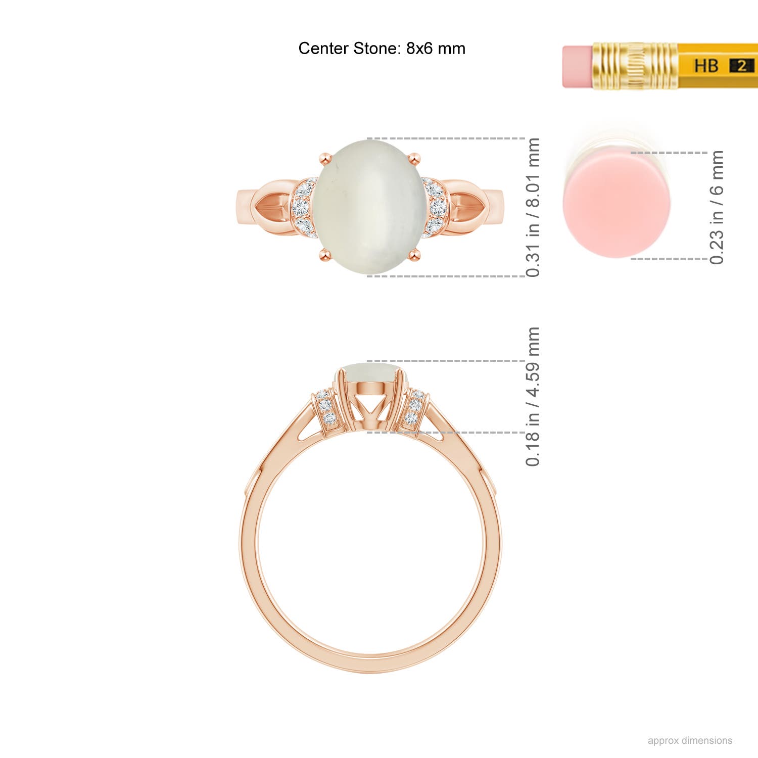 AAA - Moonstone / 1.14 CT / 14 KT Rose Gold