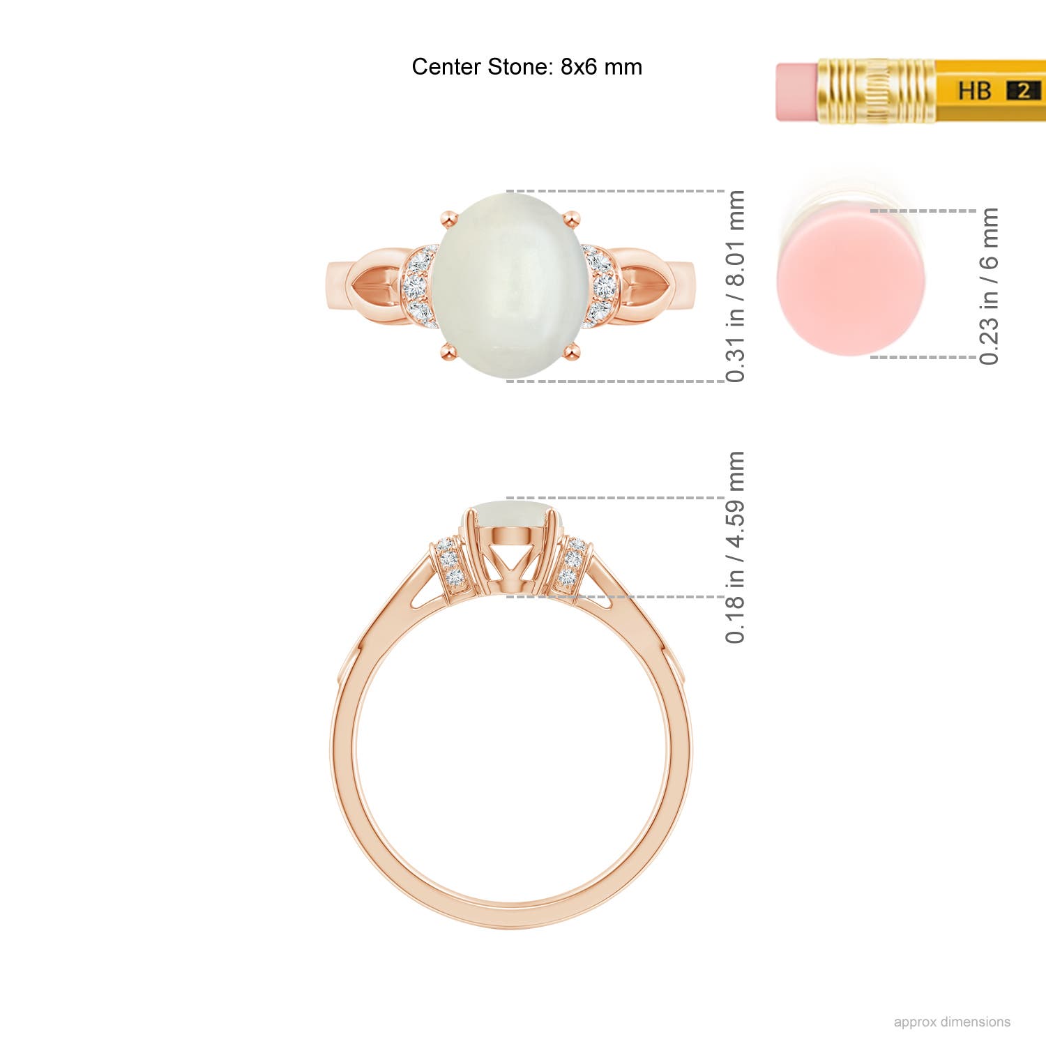 AAAA - Moonstone / 1.14 CT / 14 KT Rose Gold