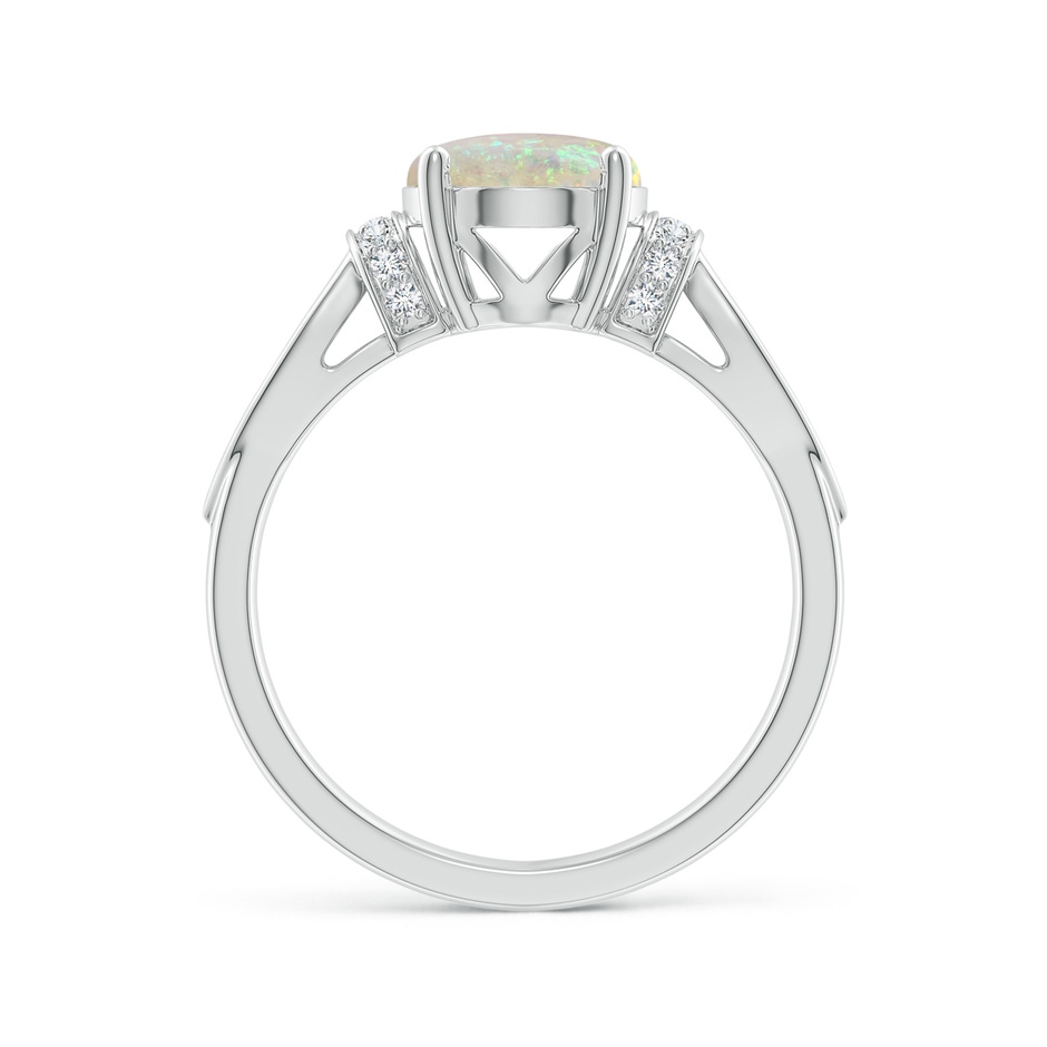 10x8mm AAA Solitaire Opal Split Shank Ring with Diamonds in White Gold Side 1