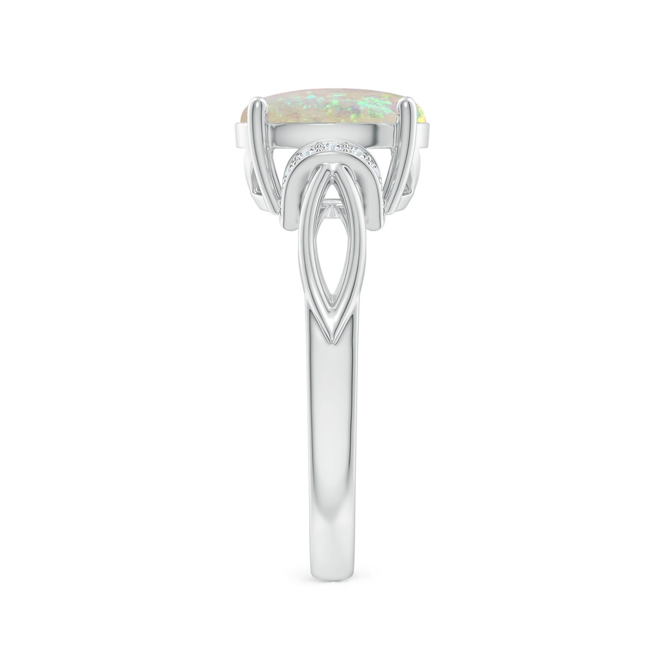 10x8mm AAA Solitaire Opal Split Shank Ring with Diamonds in White Gold Side 2