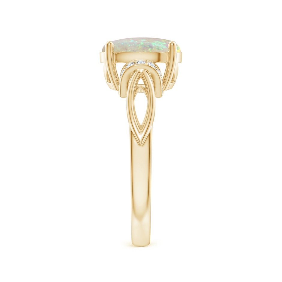 10x8mm AAA Solitaire Opal Split Shank Ring with Diamonds in Yellow Gold Side 2
