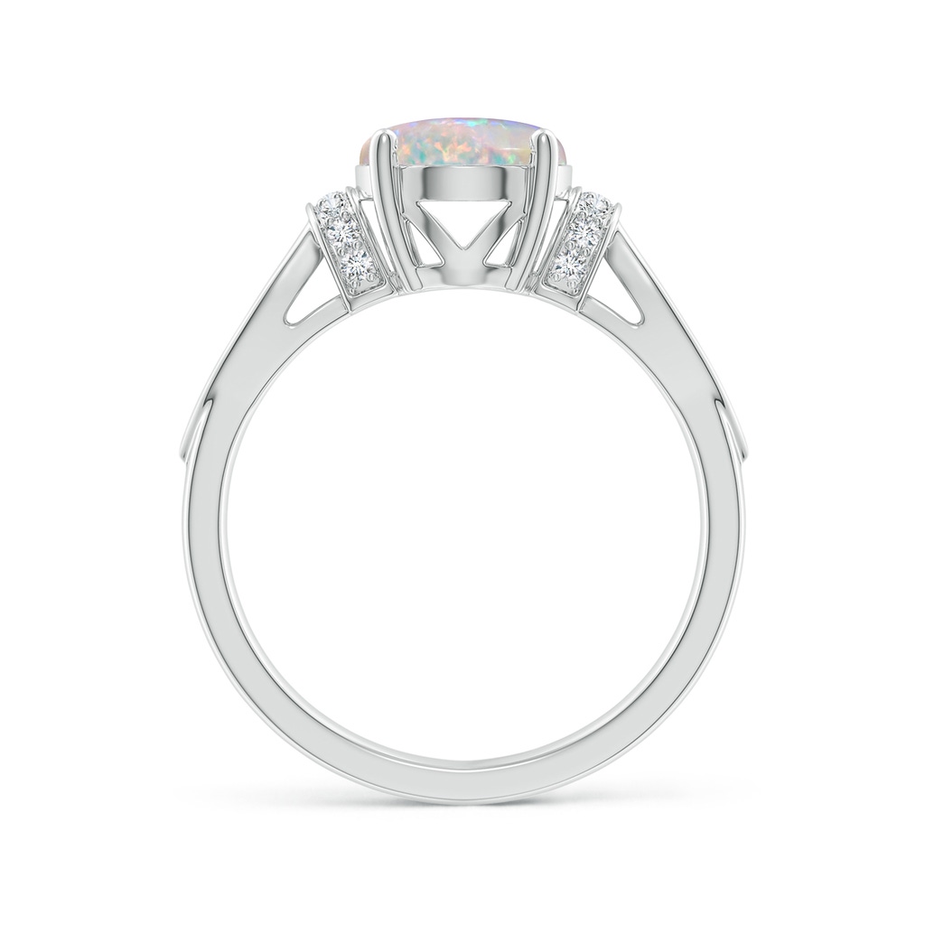 10x8mm AAAA Solitaire Opal Split Shank Ring with Diamonds in P950 Platinum Side 1