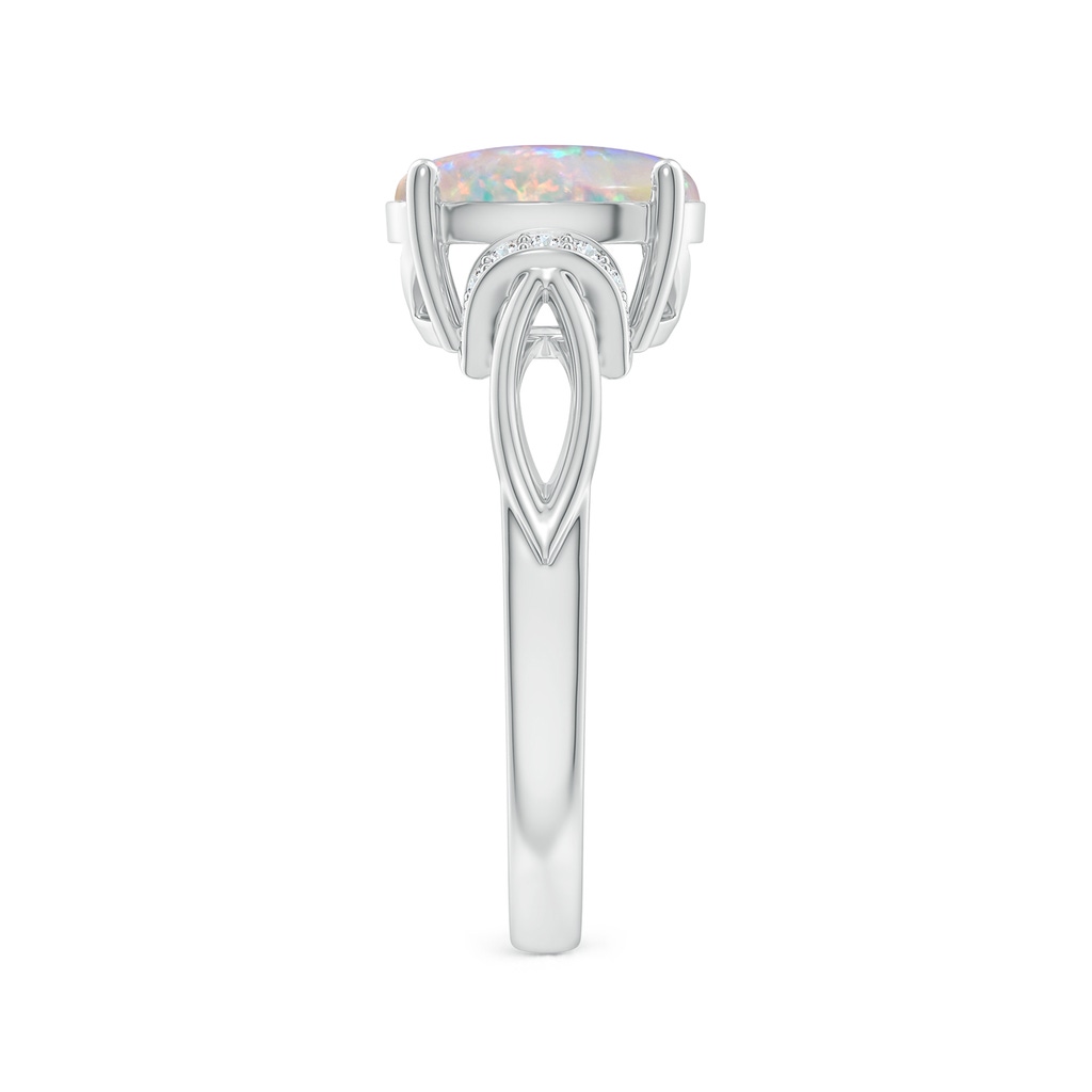 10x8mm AAAA Solitaire Opal Split Shank Ring with Diamonds in P950 Platinum Side 2