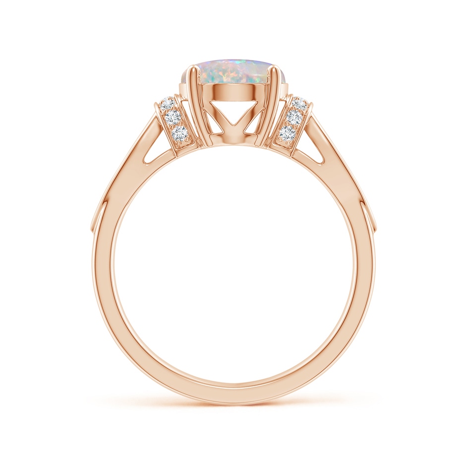 10x8mm AAAA Solitaire Opal Split Shank Ring with Diamonds in Rose Gold Side 1