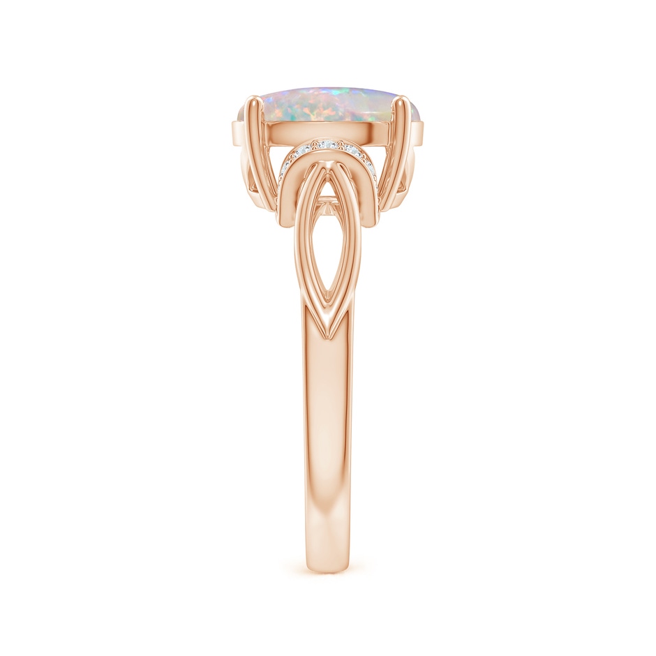 10x8mm AAAA Solitaire Opal Split Shank Ring with Diamonds in Rose Gold Side 2