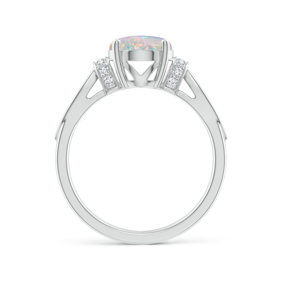 10x8mm AAAA Solitaire Opal Split Shank Ring with Diamonds in White Gold Side 1