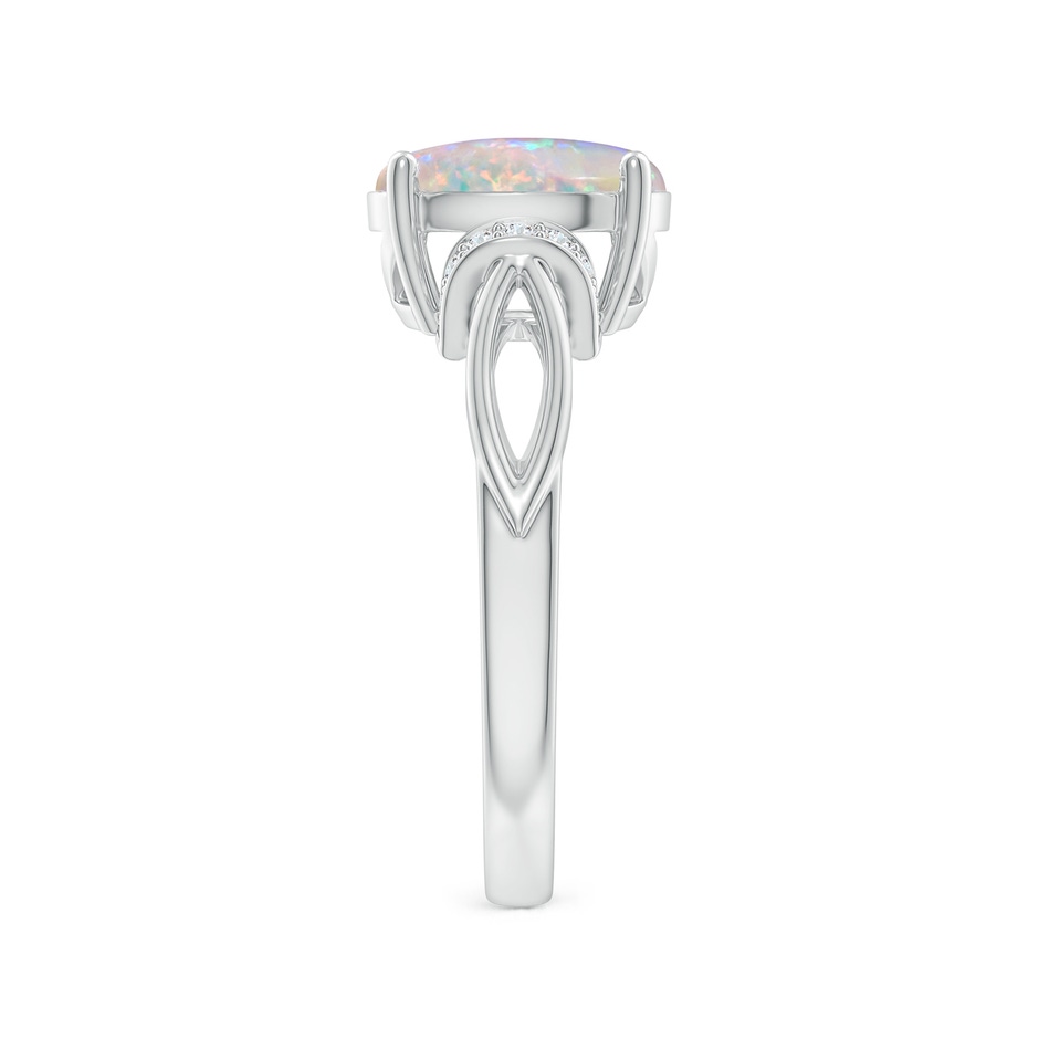 10x8mm AAAA Solitaire Opal Split Shank Ring with Diamonds in White Gold Side 2