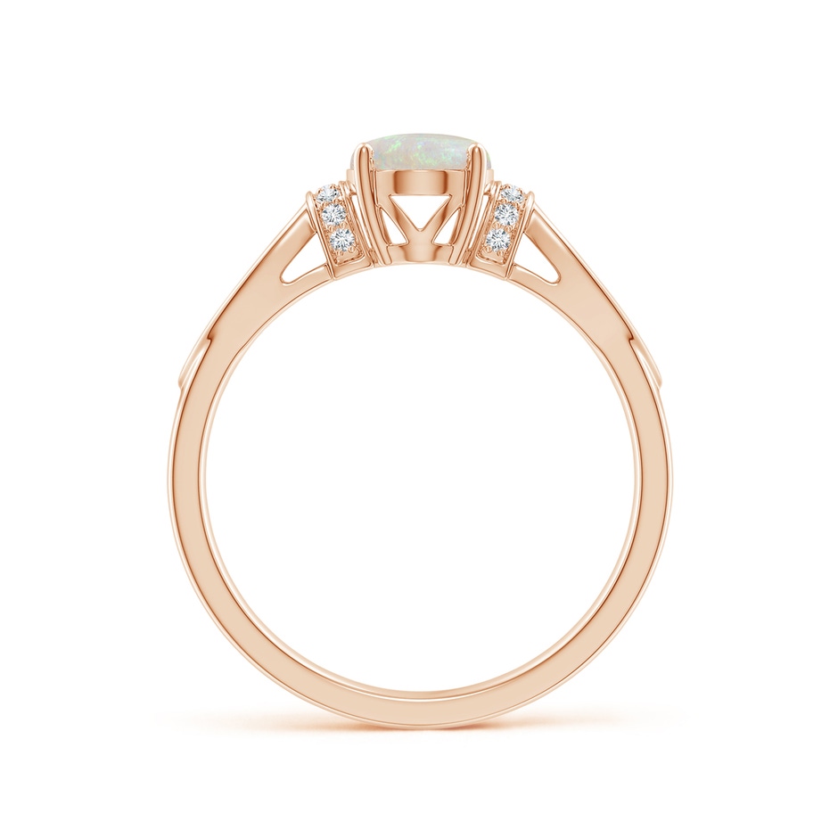 8x6mm AA Solitaire Opal Split Shank Ring with Diamonds in Rose Gold side 1