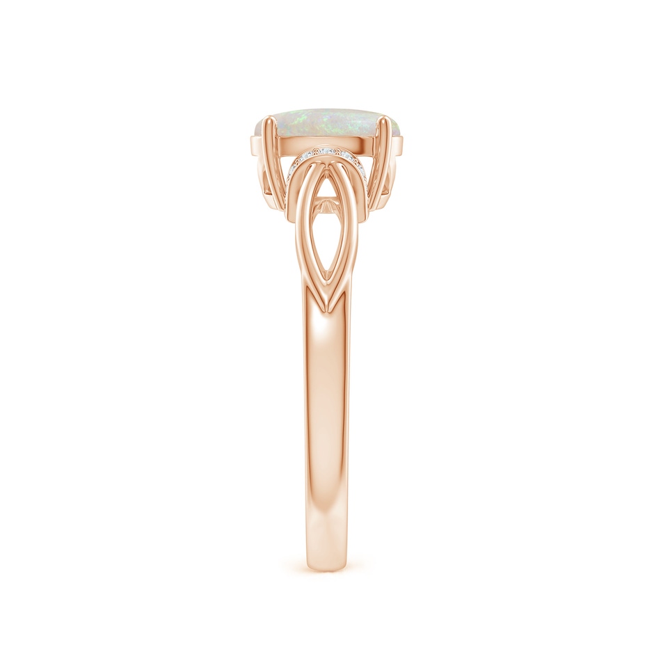 8x6mm AA Solitaire Opal Split Shank Ring with Diamonds in Rose Gold side 2