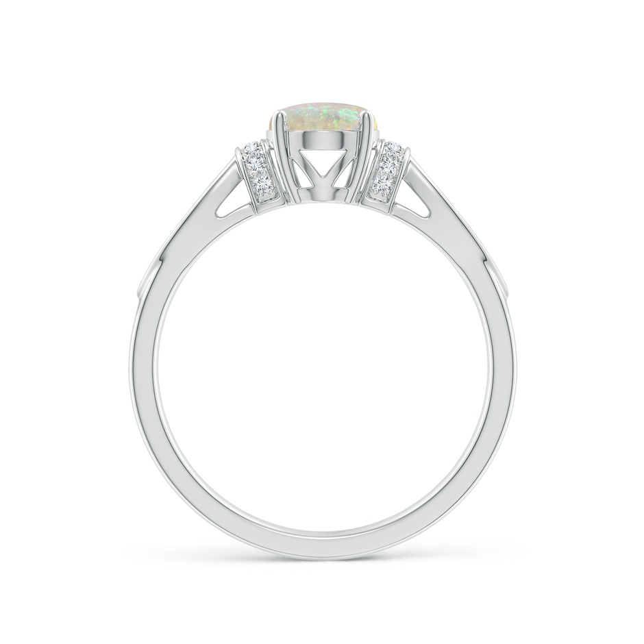 8x6mm AAA Solitaire Opal Split Shank Ring with Diamonds in White Gold side 1