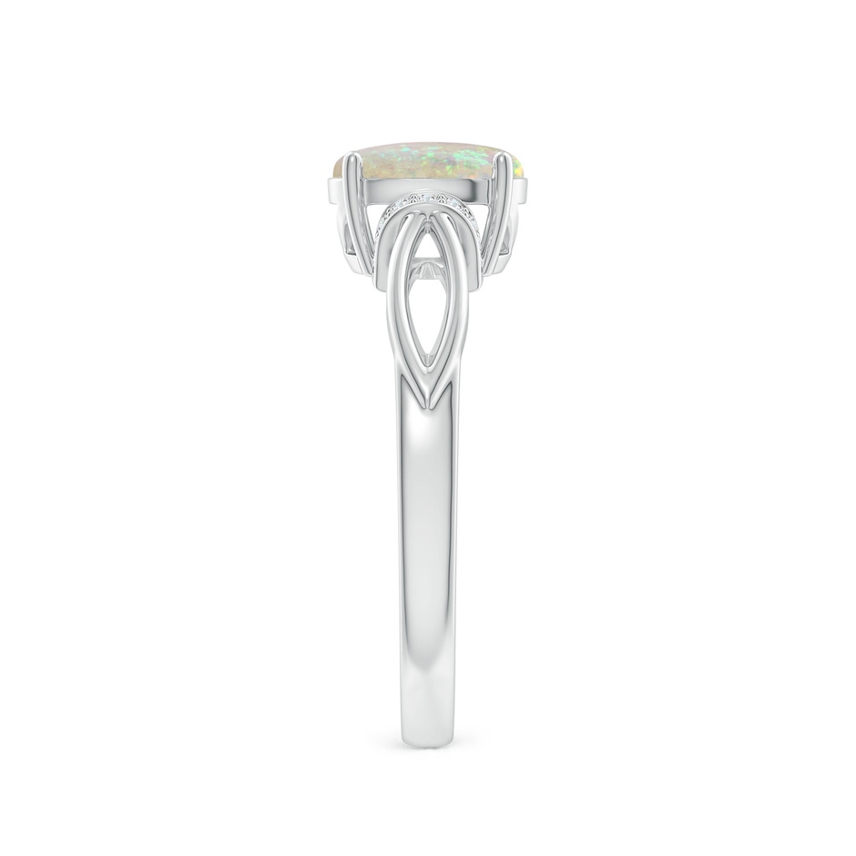 8x6mm AAA Solitaire Opal Split Shank Ring with Diamonds in White Gold side 2