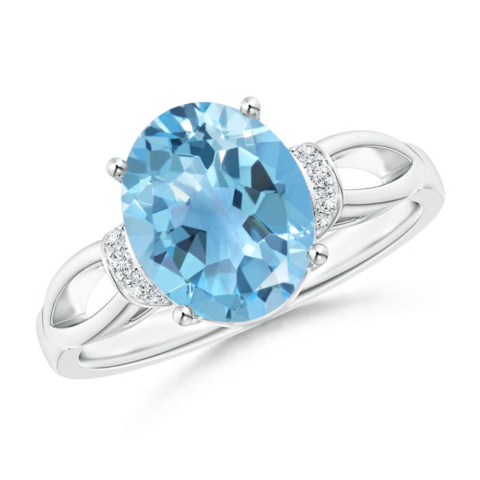 A - Swiss Blue Topaz / 3.33 CT / 14 KT White Gold