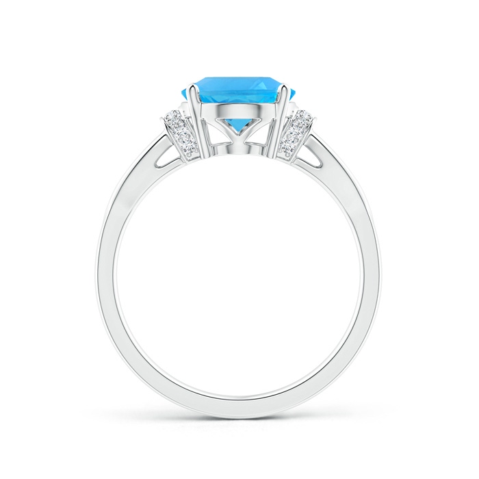 10x8mm AAA Solitaire Swiss Blue Topaz Split Shank Ring with Diamonds in White Gold side-1