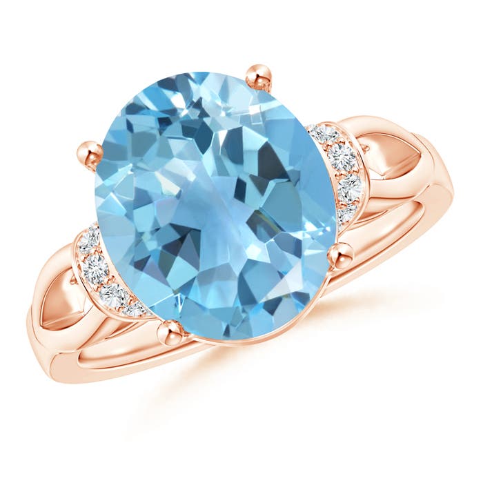 A - Swiss Blue Topaz / 5.78 CT / 14 KT Rose Gold