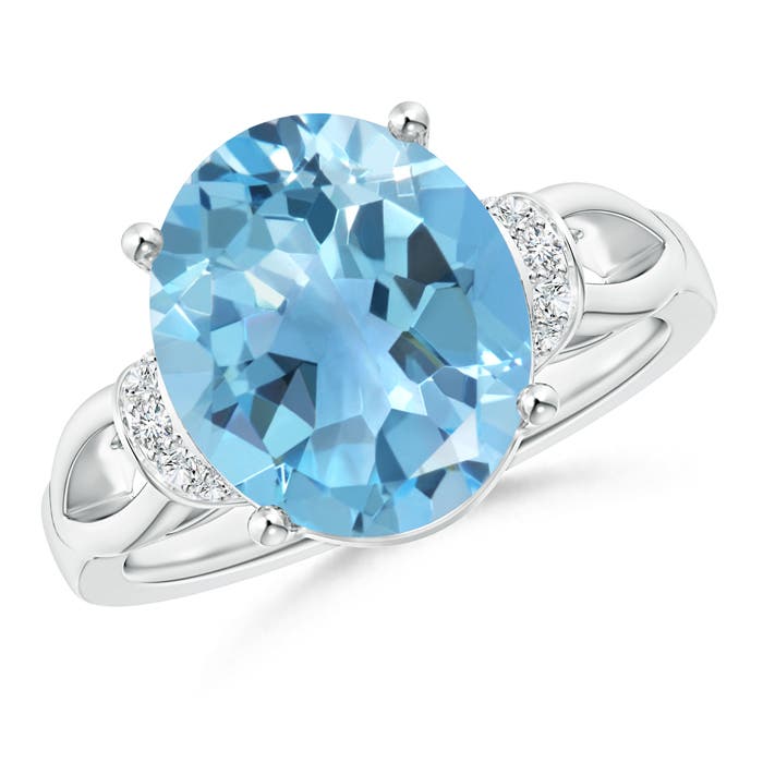 A - Swiss Blue Topaz / 5.78 CT / 14 KT White Gold