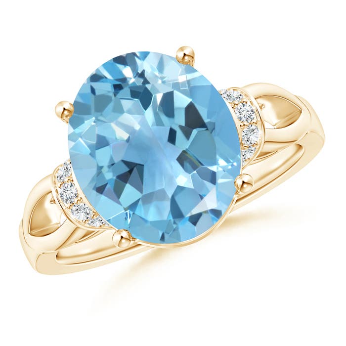 A - Swiss Blue Topaz / 5.78 CT / 14 KT Yellow Gold