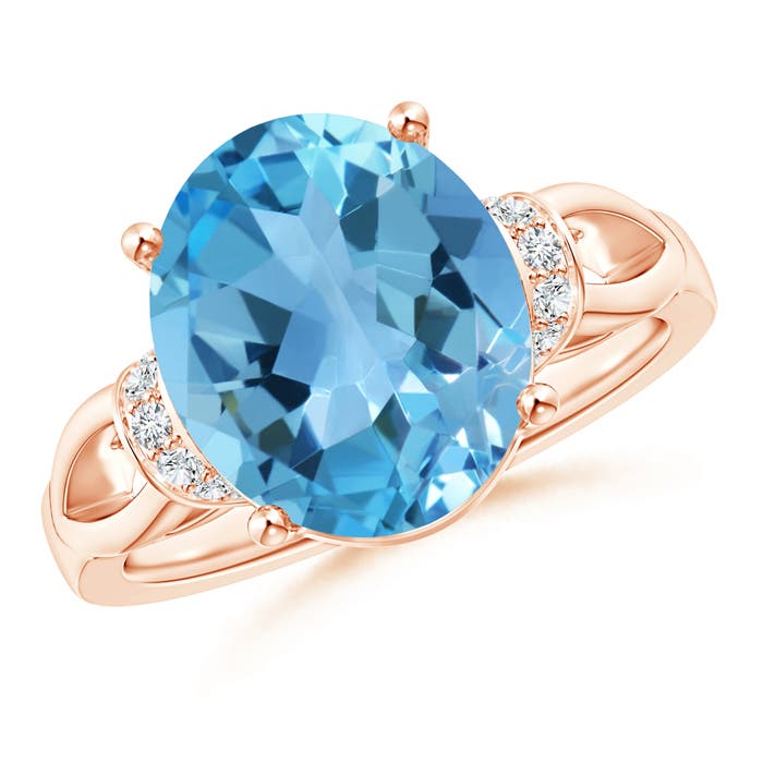 AA - Swiss Blue Topaz / 5.78 CT / 14 KT Rose Gold