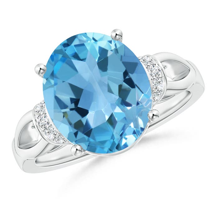 AA - Swiss Blue Topaz / 5.78 CT / 14 KT White Gold