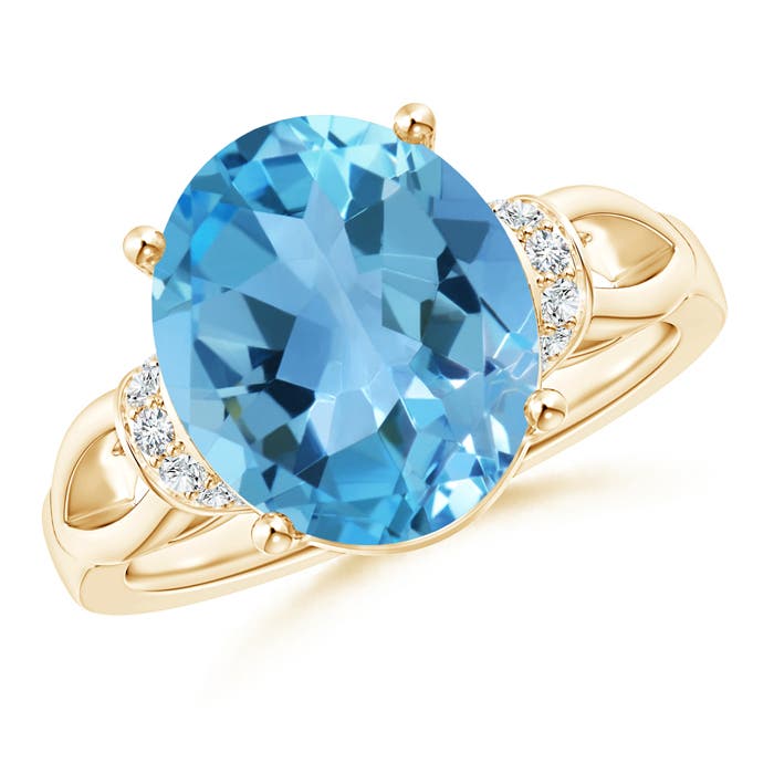 AA - Swiss Blue Topaz / 5.78 CT / 14 KT Yellow Gold