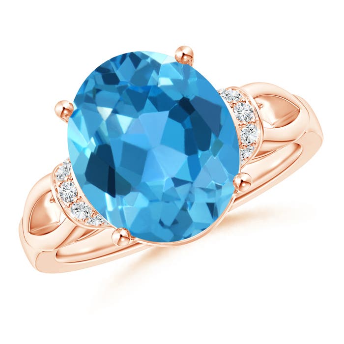 AAA - Swiss Blue Topaz / 5.78 CT / 14 KT Rose Gold