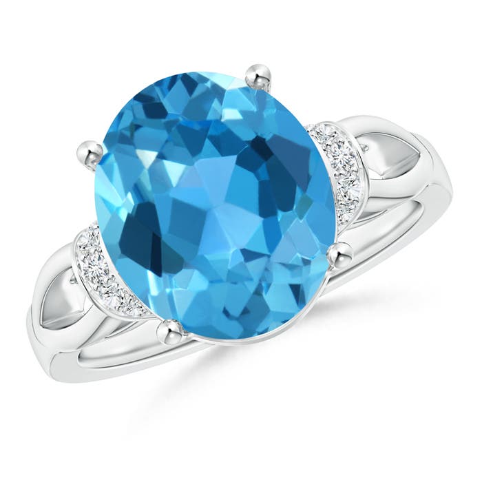 AAA - Swiss Blue Topaz / 5.78 CT / 14 KT White Gold