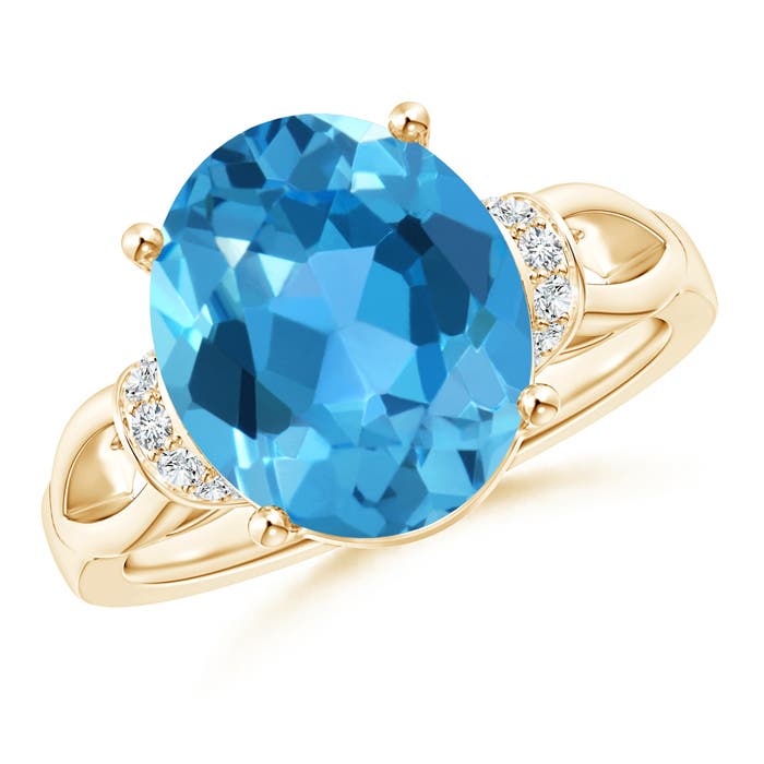 AAA - Swiss Blue Topaz / 5.78 CT / 14 KT Yellow Gold