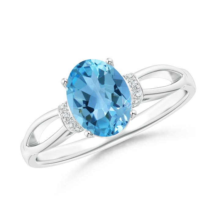 AA - Swiss Blue Topaz / 1.54 CT / 14 KT White Gold