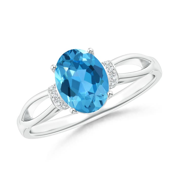 AAA - Swiss Blue Topaz / 1.54 CT / 14 KT White Gold