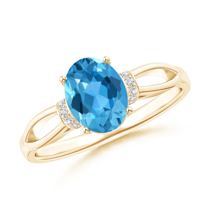 AAA - Swiss Blue Topaz / 1.54 CT / 14 KT Yellow Gold