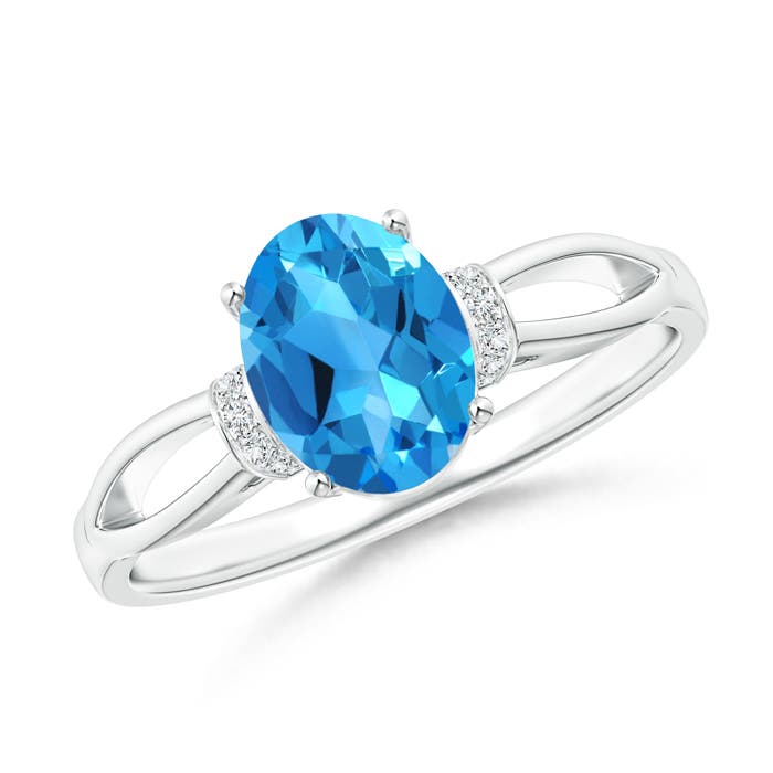 AAAA - Swiss Blue Topaz / 1.54 CT / 14 KT White Gold