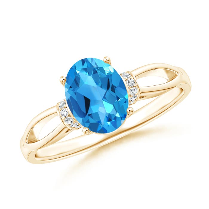 AAAA - Swiss Blue Topaz / 1.54 CT / 14 KT Yellow Gold