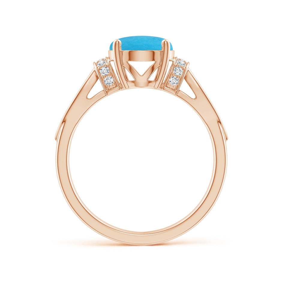 10x8mm A Solitaire Turquoise Split Shank Ring with Diamonds in 18K Rose Gold side 199