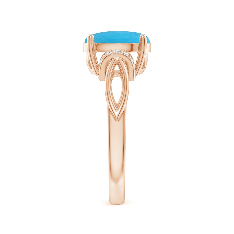 10x8mm A Solitaire Turquoise Split Shank Ring with Diamonds in 18K Rose Gold side 299