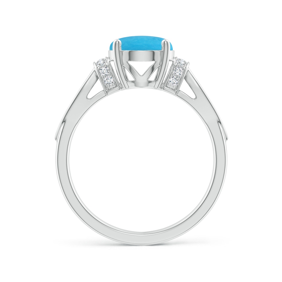 10x8mm A Solitaire Turquoise Split Shank Ring with Diamonds in White Gold side 199