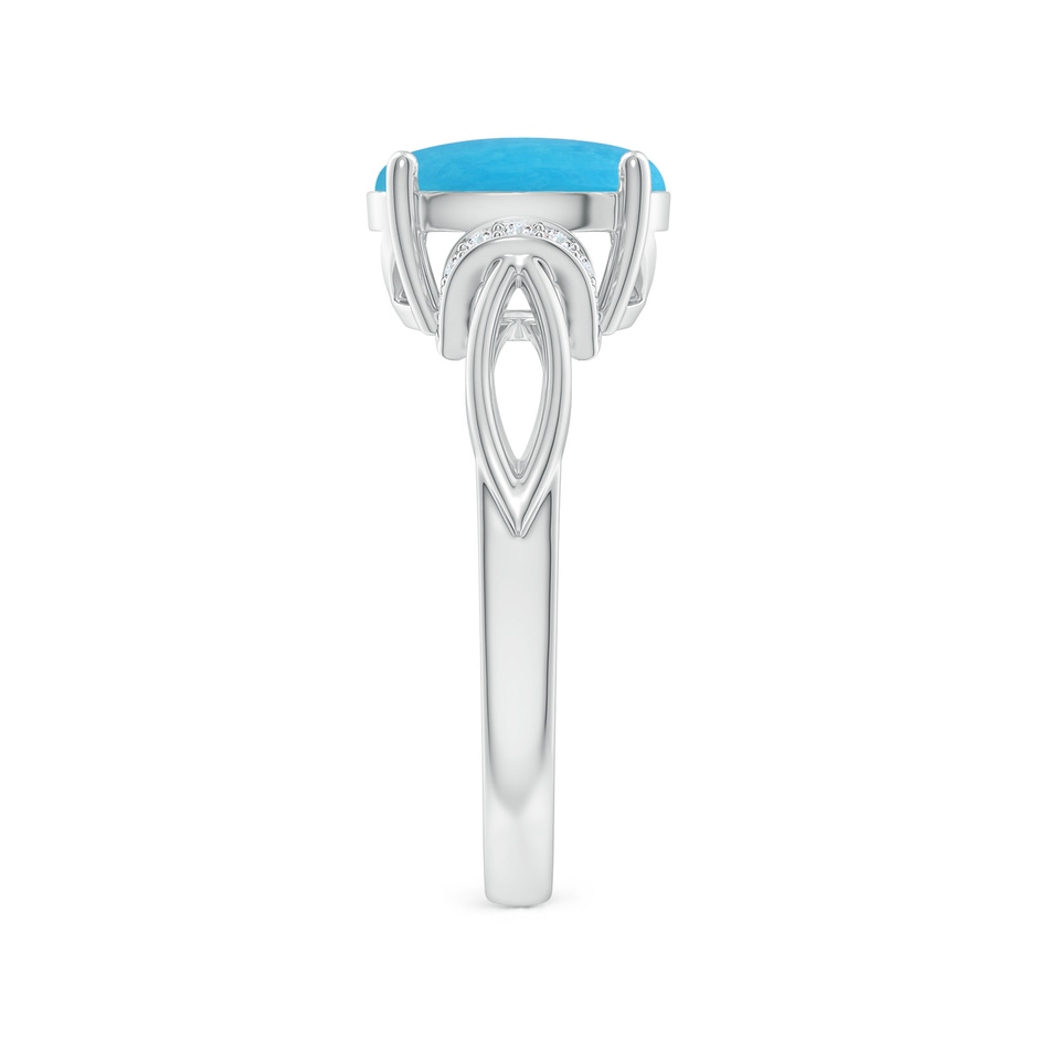 10x8mm A Solitaire Turquoise Split Shank Ring with Diamonds in White Gold side 299