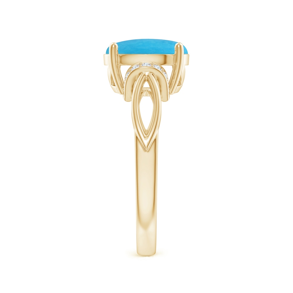 10x8mm A Solitaire Turquoise Split Shank Ring with Diamonds in Yellow Gold side 299