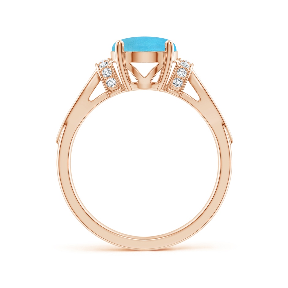 10x8mm AA Solitaire Turquoise Split Shank Ring with Diamonds in 18K Rose Gold side 199