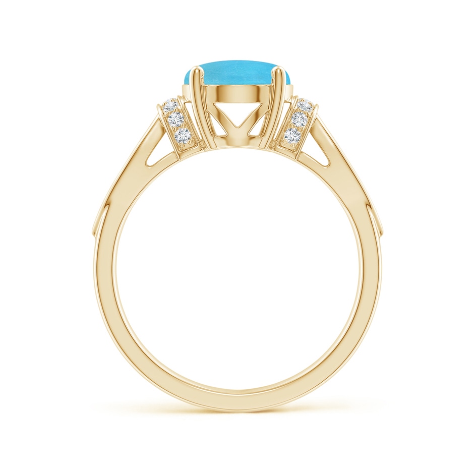 10x8mm AA Solitaire Turquoise Split Shank Ring with Diamonds in 18K Yellow Gold side 199